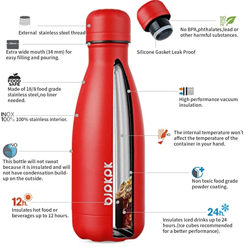 Image of BJPKPK 12 oz Small Insulated Water Bottle, Stainless Steel Leak Proof Flask