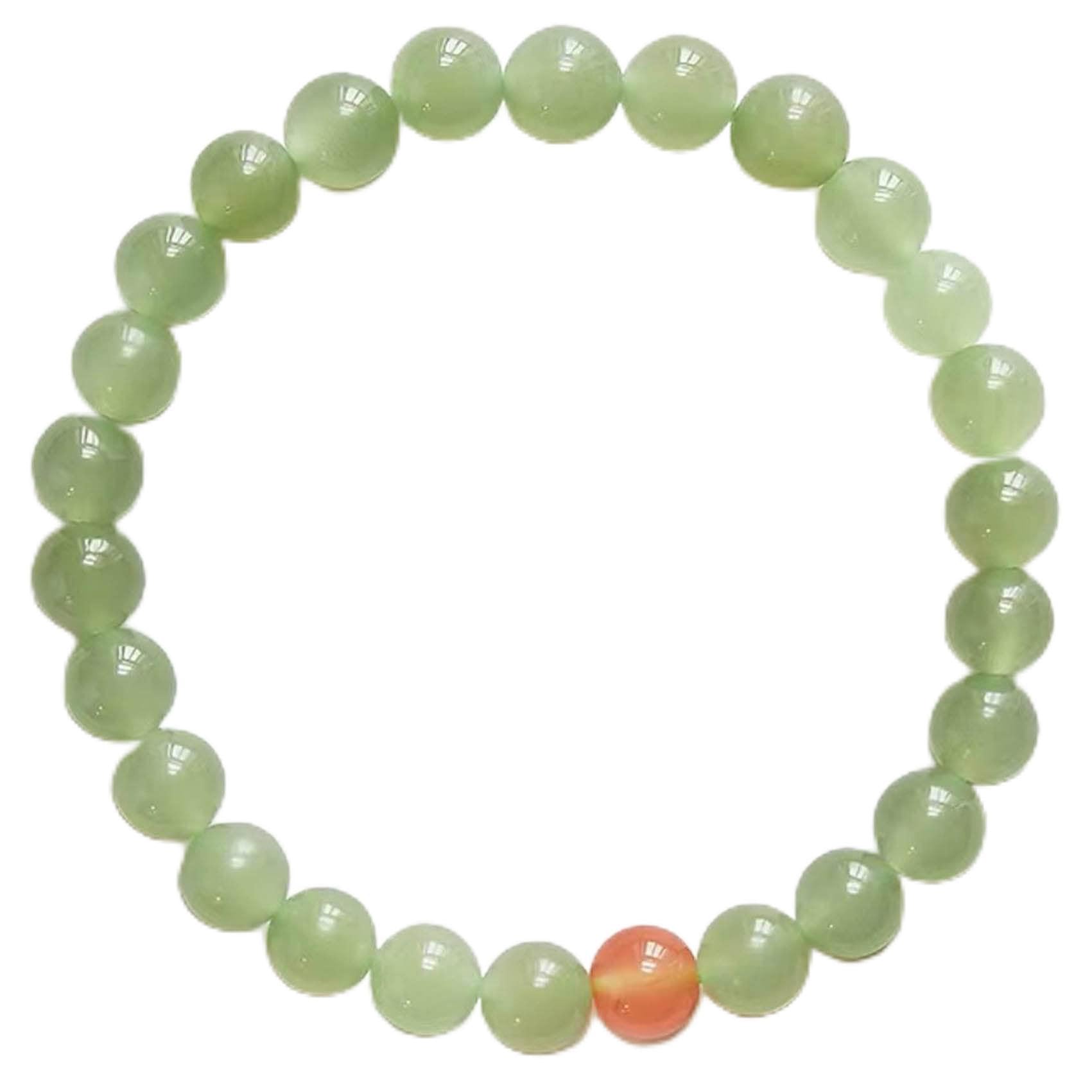 Nzpost Women's Green Jade_red Agate Crystal Bracelet,Agate Bracelet,Natural Jade Bracelet For Small 6Mm Nephrite Jade Amulet Goo
