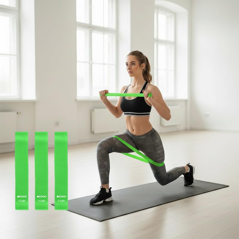 3 Pack TPE Resistance Band Set, Elastic Exercise Bands, Home Fitness Workout Equipment for Pilates Leg Booty Stretch Training Men Women