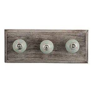 Indian-Shelf Wood Wall Hangings- Green Wall Hangers- Etched Dot Wall Hooks- Hanging for Wall- Cupboard Hooks for Hanging- Keys Holder for Wall- Cloth Hanger- Door Hanger- Robe Hooks- 4 Pack [4 Inch]