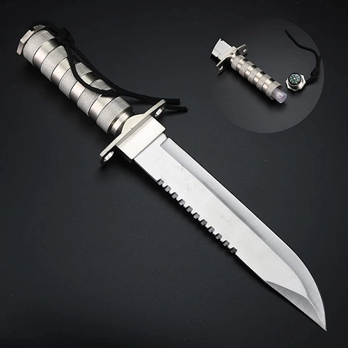 Faca Tática Rambo Sobrevivência Afiada Robusta Com Compartimento Secreto