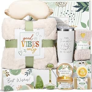 Self Care Gifts for Women Get Well Soon Gifts Basket, Care Package for Women Relaxing Spa Gifts Set Thinking of You Gifts with Blanket, Unique Birthday Mothers Day Gifts for Mom Her Best Friend Sister