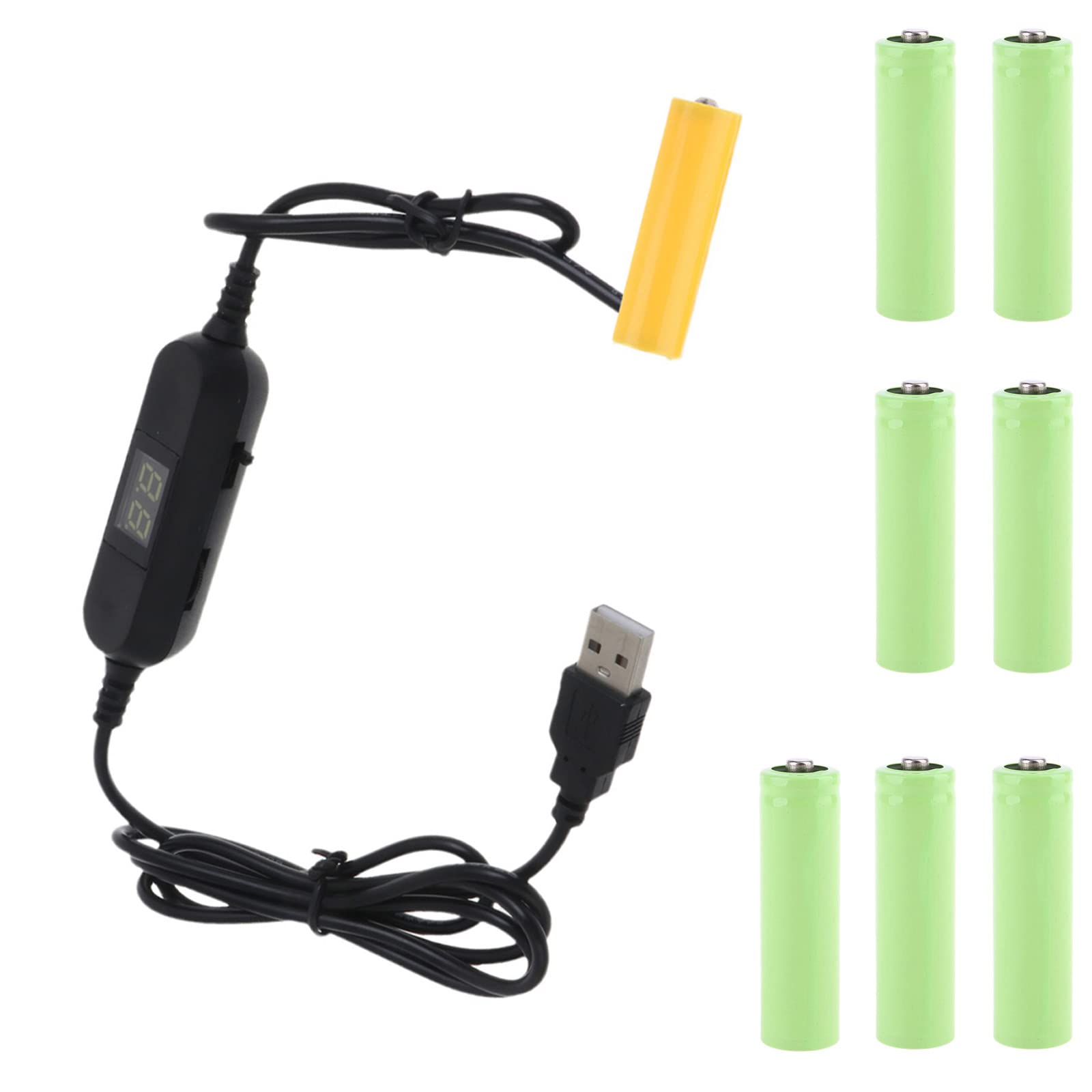 USB-zu-AA-Batterie Adapterkabel – Ersetzt 3 AA-Batterien, Inkl. 3x Batterien & Ein/Aus-Schalter