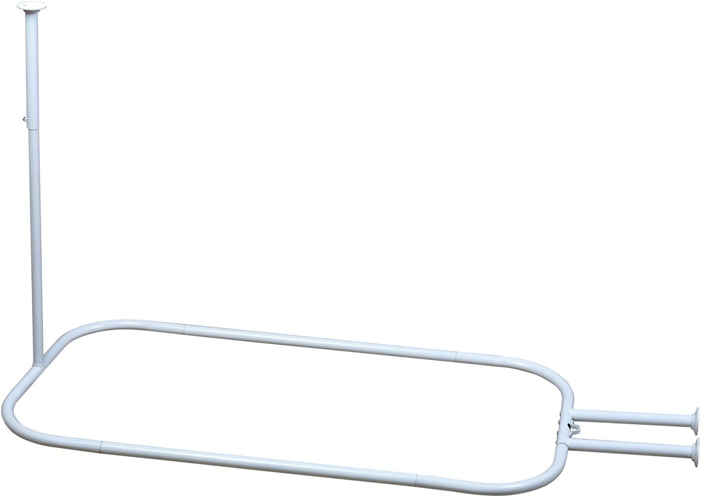 EXTRA LARGE Never Rust Aluminum Oval Hoop Shower Rod with Ceiling Support for Clawfoot Freestanding Tubs - White - 66"L x 26"W x 30"H(max.)