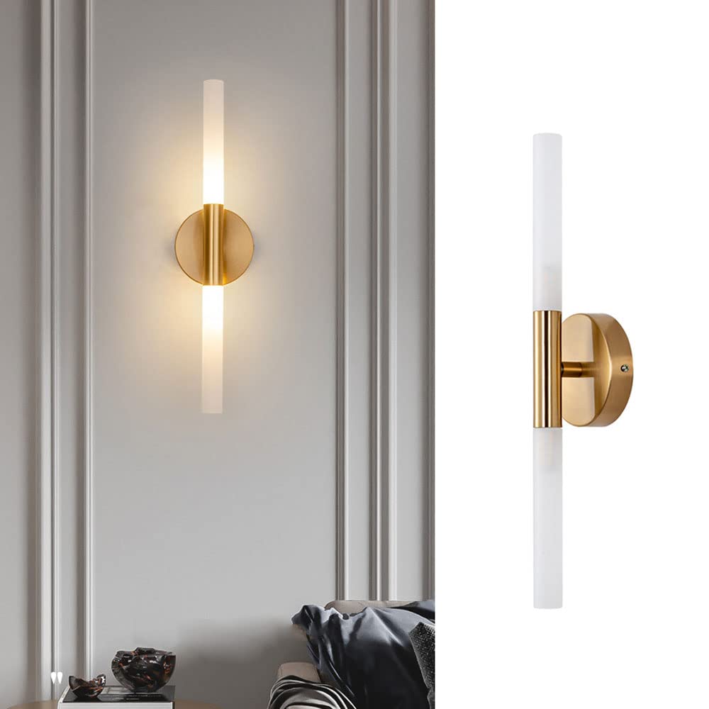 ITOSUI Minimalist Wall Light Gold Metal Sconce Linear Wall Lamp, G4 Vanity Lighting Fixture Indoor Modern Wall Mounted Lamps, Living Room Bedroom Bedside Decor Wall Sconces