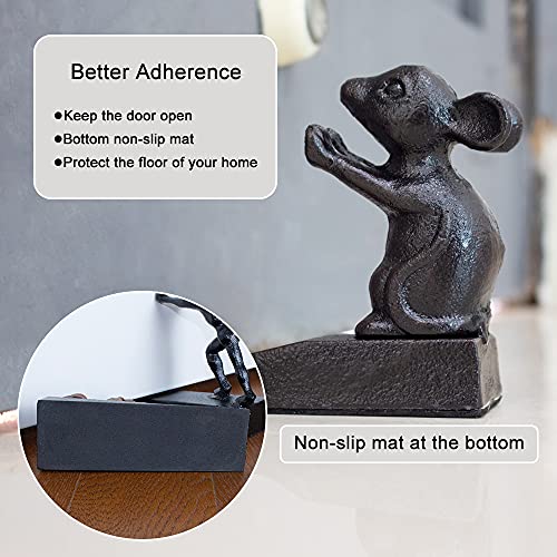 Earl Diamond Cast Iron Door Stop | Door Wedge | Heavy Decorative Door Stopper - Stop Your Bedroom, Bath And Exeterior Doors 4.5X5.3" (Mouse) #TOP3