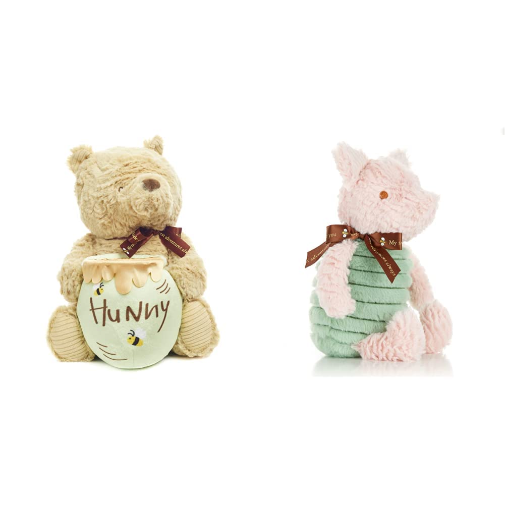 KIDS PREFERRED Disney Baby Classic Pooh Waggy - Musical Plush Stuffed Animal, 13 Inches , Brown & Baby Classic Winnie The Pooh and Friends Stuffed Animal 9 inch (Pack of 1)