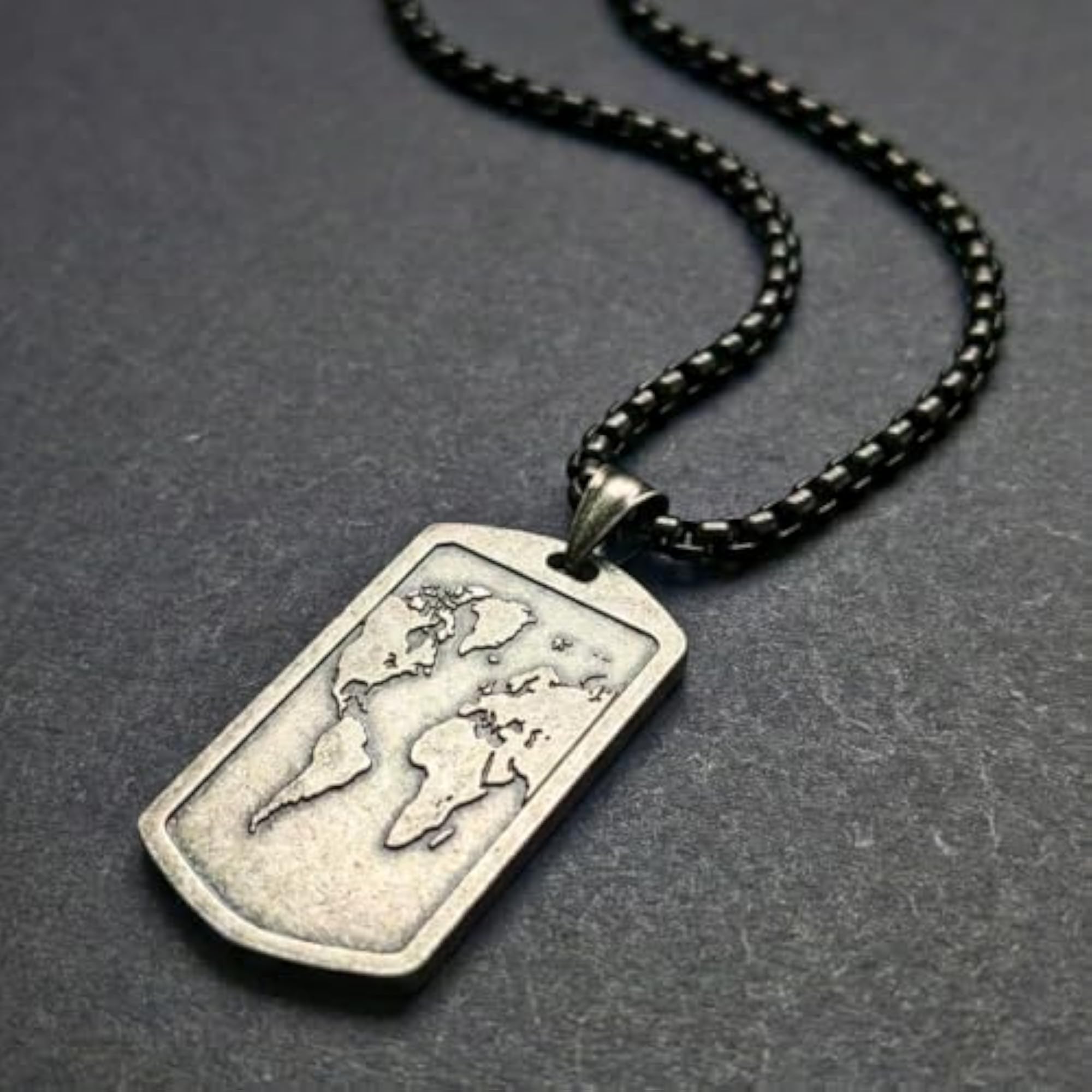 Boys' Titanium Steel Pendant with Round Box Chain Necklace