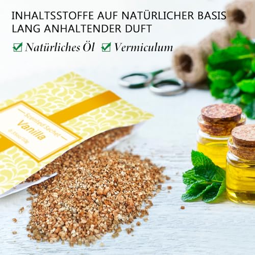 SCENTORINI Duftsäckchen, 16 Stück, Baumwolle, Leinen, Eukalyptus Salbei, Vanille Duftsachets für Kleiderschrank, Schubladen, Schränke, Raumduft, Beseitigung von Gerüchen