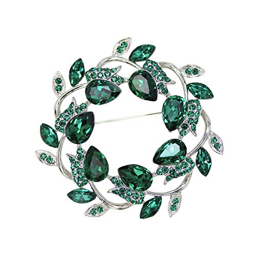 Image of Faship Gorgeous Rhinestone Crystal Floral Wreath Brooch Pin