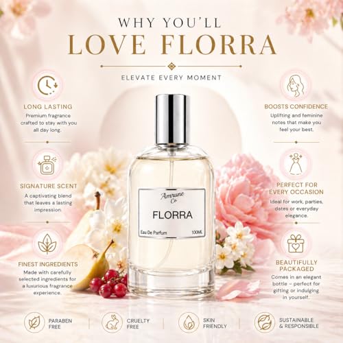 Image of Florra White Gardenia & Pear Blossom Eau De Parfum (EDP) for Women | Intense Upto 12-Hour Long Lasting Premium Luxury Fragrance | 100ML