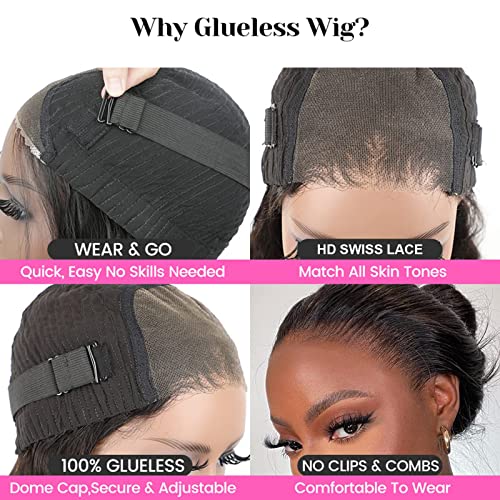 Image of ISEE Glueless Wig Human Hair Kinky Straight 7X5 HD Lace Front Wig 20 Inch