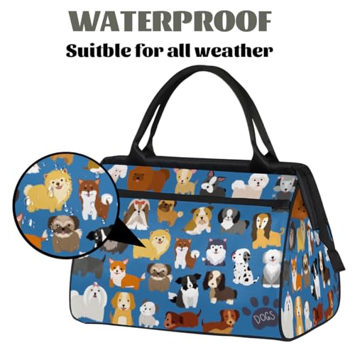 Cute Dog Puppy Set Paw Print Gym Bag for Women Men, Travel Sports Duffel Bag with Trolley Sleeve, Waterproof Sports Gym Bag Weekender Overnight Bag Carry On Tote Bag for Travel Gym Sport3