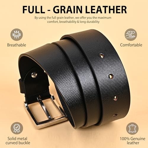 Image of HAYES LONDON Genuine Leather Belt for Men, Original Top Grain Formal and Casual Belt, Lifetime Leather Warranty (32, Sigma Black)