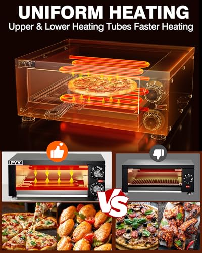 PYY - Electric Pizza Oven Indoor Countertop Commercial Pizza Maker Machine for Home with Timer, Stainless Steel Pizza Cooker
