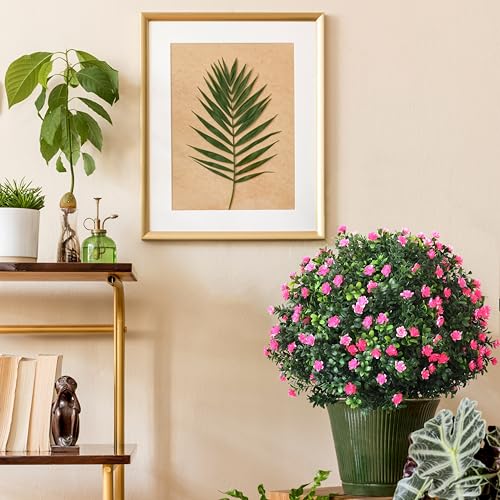 2-Pack Artificial Boxwood Topiary Ball Plant with Pink Flowers, Ground Stake, UV-Resistant Outdoor & Indoor Decorative Flowers - Image 6