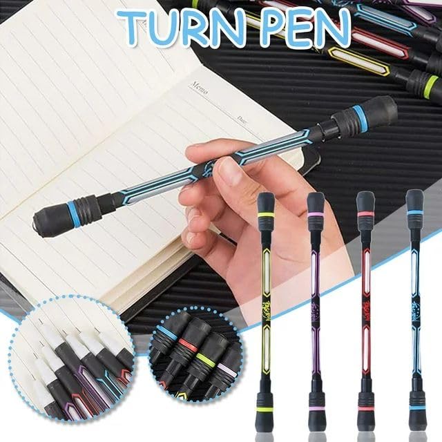 Image of 4 Pieces Spin Cool Pens, Rolling Finger Spin Game Pens with Weighted Ball, Non-Slip Stationery Set with Refills, Black Ink for Students, Entertainment,