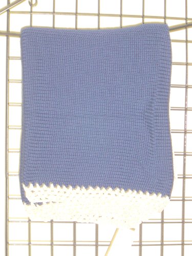 bk601, punto en tejer de mano máquina azul marino 31" by 45" Manta cortado a mano Crochet con de algodón blanco de algodón para recién nacidos y