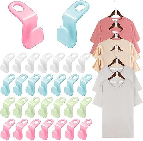 30 ganchos para colgar ropa para ahorrar espacio, en cascada, ganchos extensores de asistencia para organizador de ropa para armario
