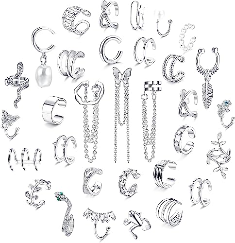 Diamday 32Pcs Manchette D'oreille Réglable Clip Wrap Boucle D'oreille Femmes Non Piercing...