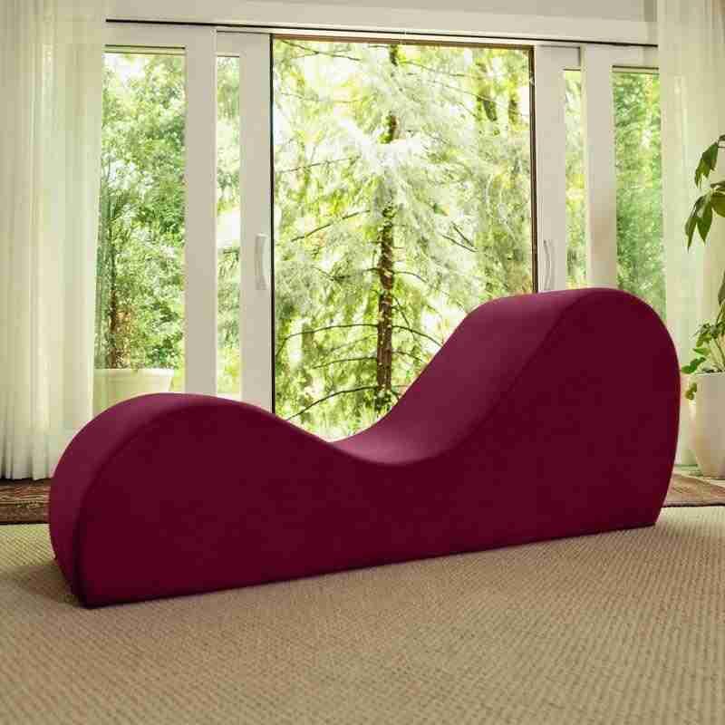 Image of Soul Craft Sheesham Wood Leatherate Tantric Chaise Lounge, Yoga Chaise Lounge, Modern Lounge, Relaxing Lounge Chair with Cushion (RED)