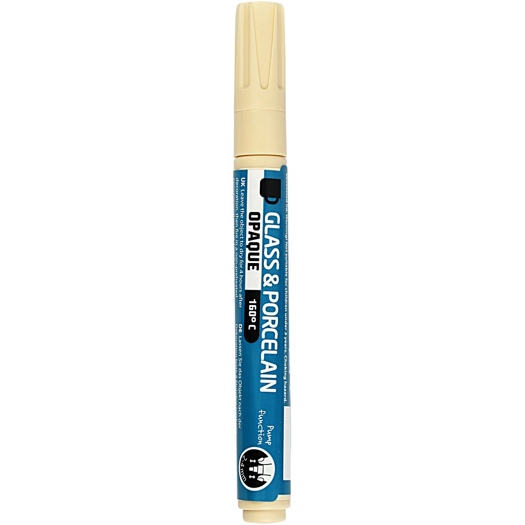 Creativ Company 1-Piece Glass and Porcelain Markers, Cream