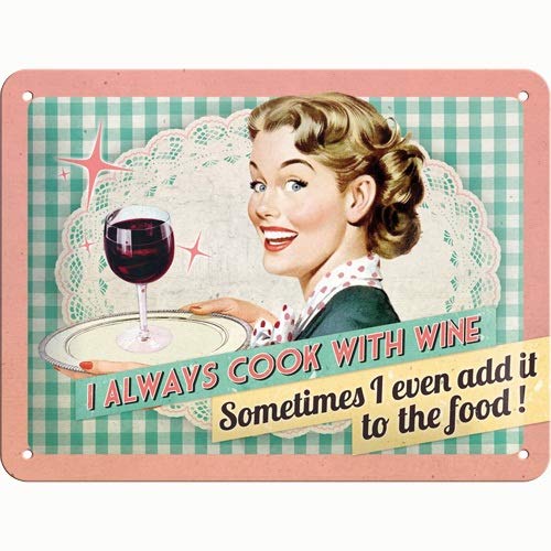 Nostalgic-Art 26100 Say it 50's - Cook With Wine, Blechschild...