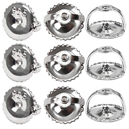 TOAOB 10 Piezas Tuercas de Pendientes 6 x 4 mm de Plata de Ley 925 Roscada Pendientes de Repuesto...