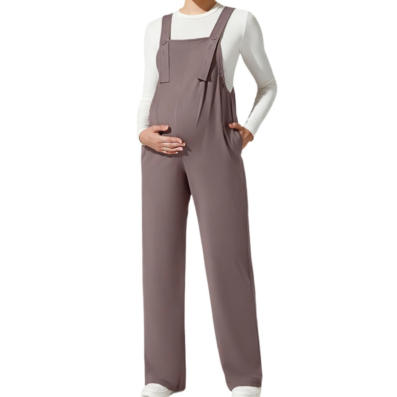 Salopette Premaman Donna Elegante Moda Tuta Premaman Donna Pantaloni Larghi Lunghi Comoda Classico Jumpsuit Playsuit Overall Gamba Larga Casual per maternità, Primavera Estate
