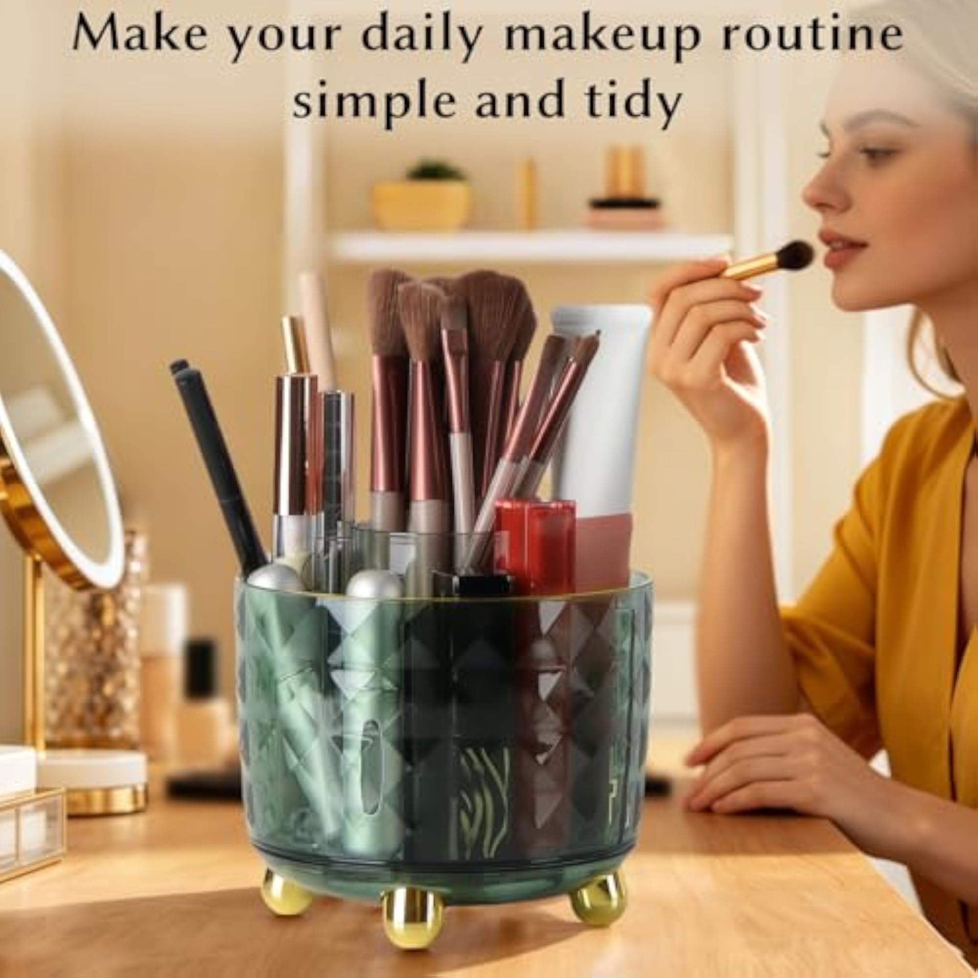 360 Rotating Waterproof Makeup Brush Holder Organizer