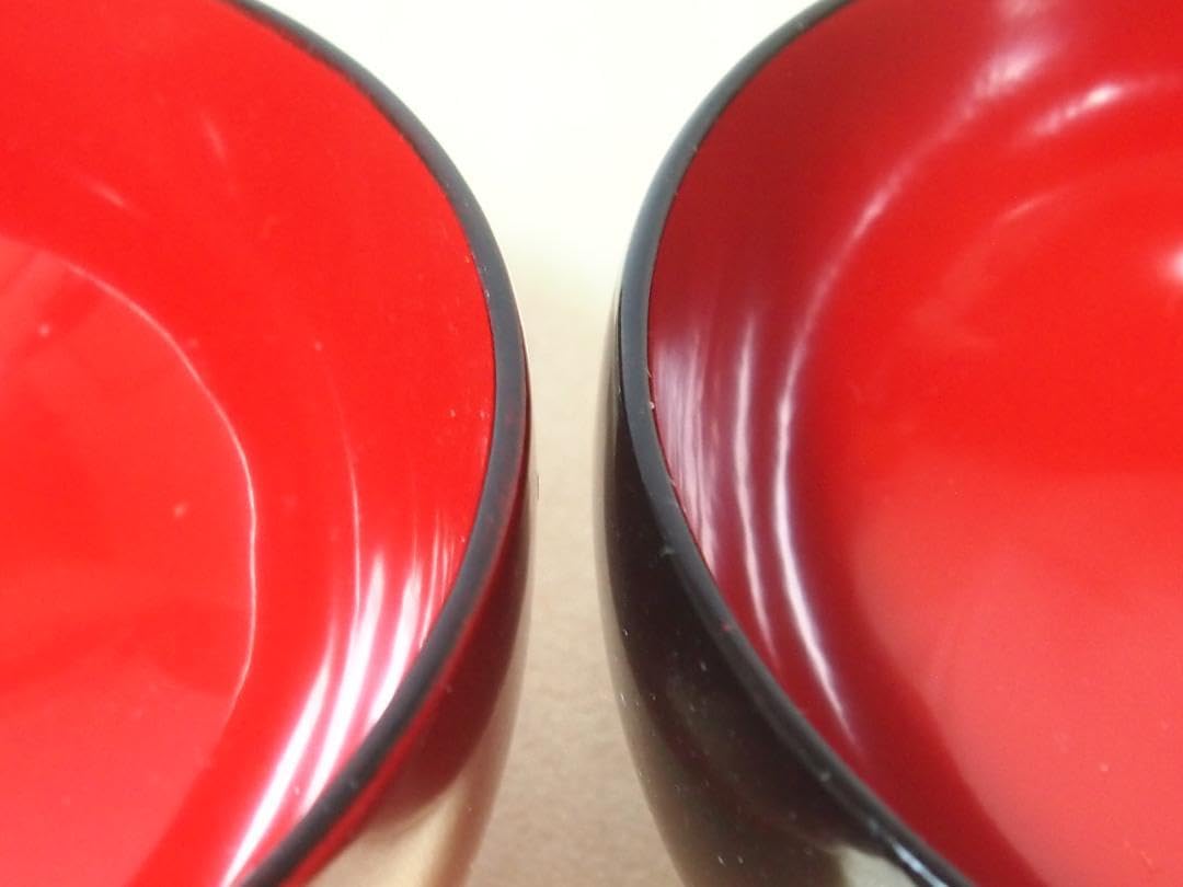 Amazon.co.jp: 会津塗 創作工芸 木製漆器 汁椀 2客ペア 朱塗黒塗 吸物