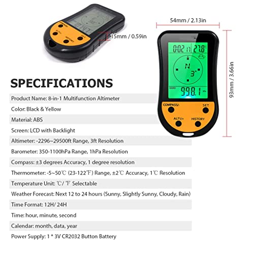 Altimètre numérique portable 8 en 1 avec thermomètre et météo - 3