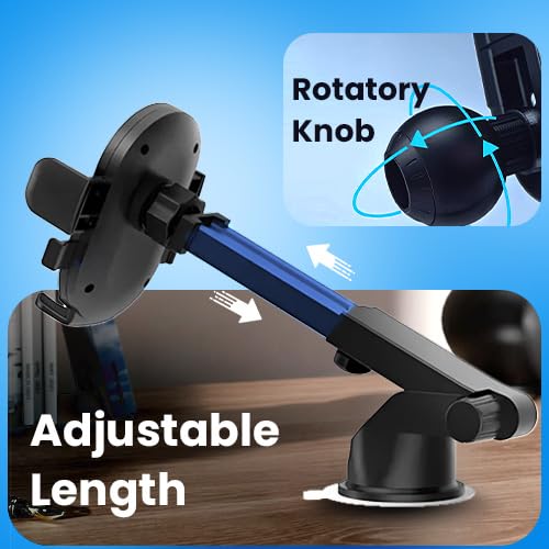 Image of MOOSH Universal Car Mount Holder Flexible Arm Mobile Stand with 360 Rotation, for Car Dashboard Windshield, Suction Cup Hands-Free Car Phone Stand, Automobile Cradles Universal (Black)