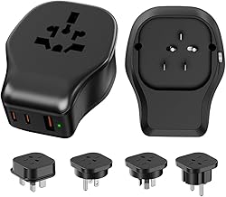 Universal Plug Adapter Kit with Removable Plug, Worldwide Power Socket with 2xUSB-C + 1xUSB-A and 4 AC Outlets for US/Canada/AU/UK/Europe/China Travel Adapter