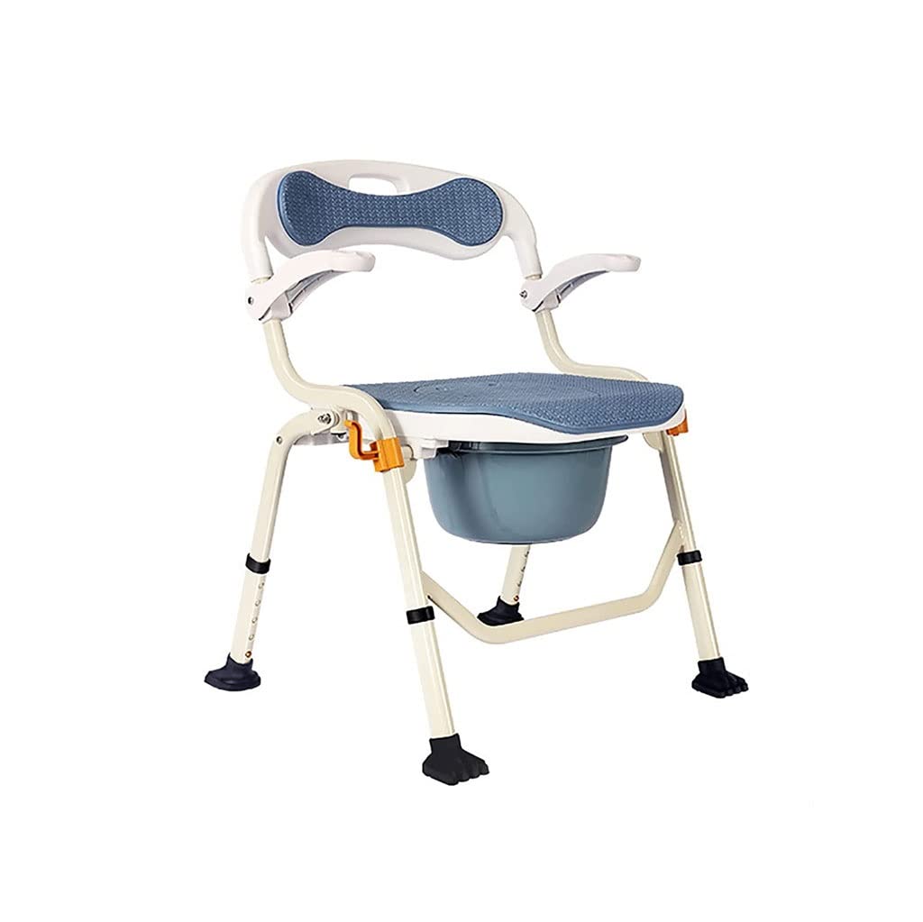 Gthtuhfd A Foldable Commode Chair - Bedside Toilet Nd Shower Chair With Bucket, Rmrest, Height Djustable, Lightweight Luminum Lloy Frame