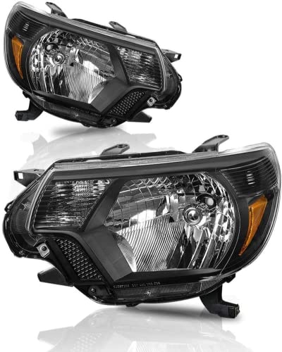 AS Headlight Assembly Compatible with 2012-2015 Toyota Tacoma Pickup Chrome Housing Driver and Passenger Side