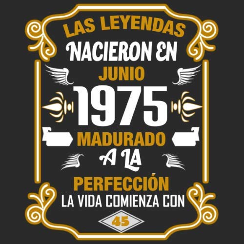 Las leyendas nacieron en Junio 1975 Madurado a la perfección La vida comienza con 45 Libro de visitas fiesta de cumpleaños felicitaciones y noticias