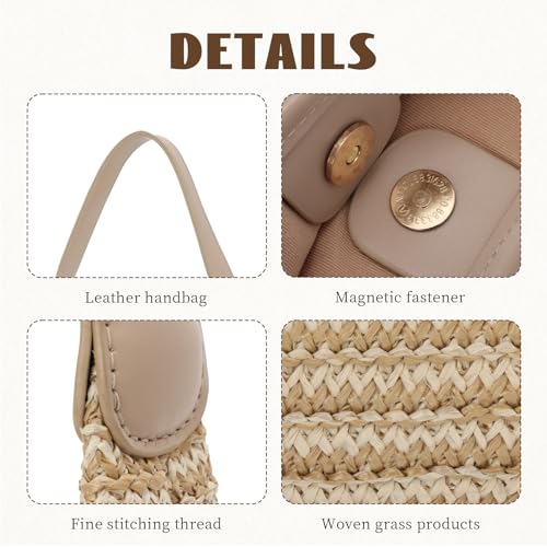 Bolso Tote tejido de paja para mujer miniatura 5