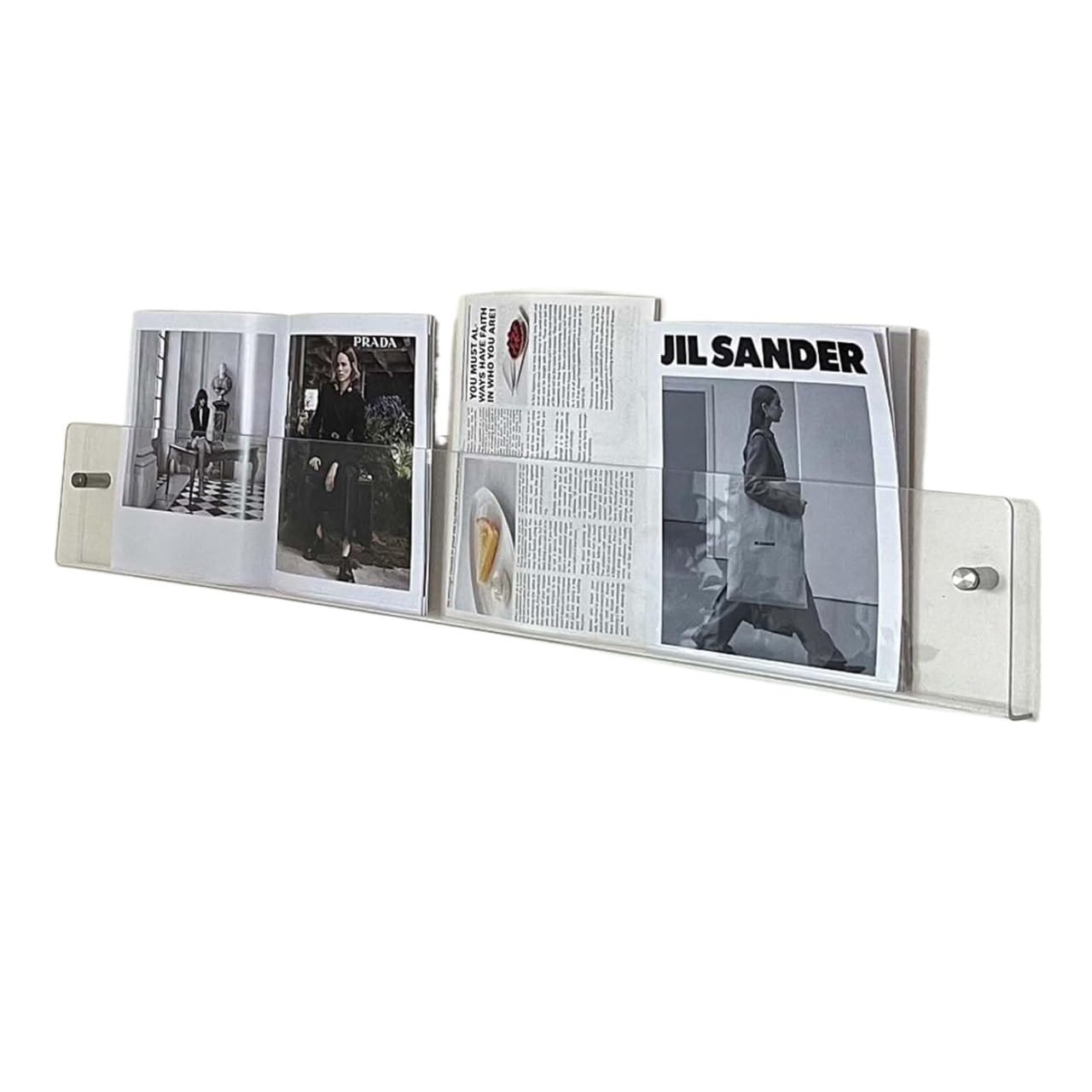 HKSDKABOP Acrylic Floating Bookshelves， Magazine Brochure Holder Clear Acrylic Hanging Wall Mounted 40-120cm(80cm(31 1/2"))
