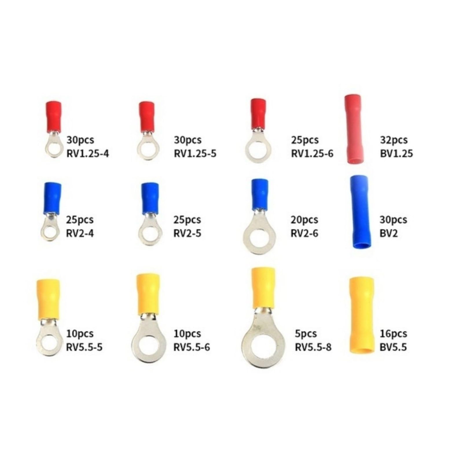 258 Stück AWG22-10/0,5–6,0 mm², verschiedene Ringstoß-Draht-Crimpklemmen, elektrischer Draht-Anschlusssatz