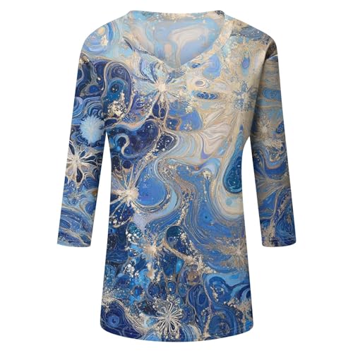 HTHLVMD Womens 3/4 Length Sleeve Tunic Tops Summer Fall Outfits 2025 Three Quarter Sleeve Casual V Neck T Shirts for Women