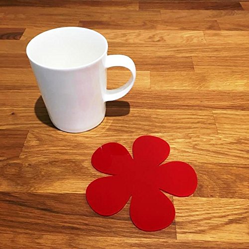 Daisy Shaped Coaster Set by Super Cool Creations, Red - Set of 6