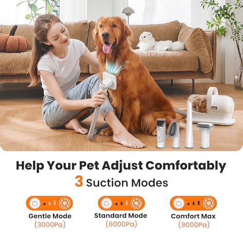 Neakasa P1 Pro Pet Grooming Kit & Vacuum Suction 99% Pet Hair, Professional Clippers with 5 Proven Grooming Tools for Dog and Cat