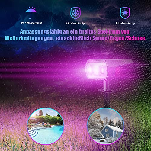 RGB Solar Gartenleuchte,Farbig Solarlampen für Außen, 18 LED IP67 Wasserdicht Solarstrahler für Garten Weg Terrasse Patio Pfad Hof Halloween Weihnachten Deko – Bild 5