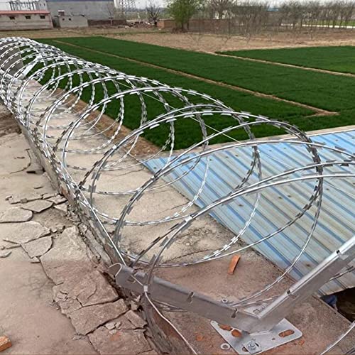 Galvanized Stainless Steel Razor Wire, Concertina Fencing Roll, Security Isolation Barrier, Anti-Climb Protection, Silver 45cm Razor Ribbon for Theft Prevention