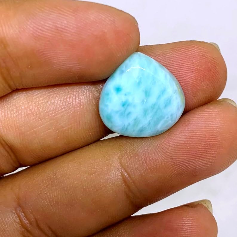 Cœur en larimar gemme naturelle cabochon bleu azur pour pendentif et collier DIY