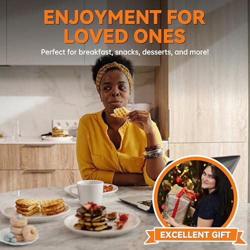 Baker's Friend 4 in 1 Mini Waffle Maker with Removable Plates, Set Includes Mini Pancake, Donut, Heart Shape Waffle Makers, Compact Size, Recipe Included, Blue