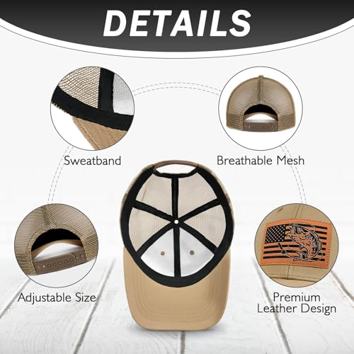 Image of Fishing Hat Fishing Gifts for Men, Bass Fish Flag Hats, Fishing Gear Accessories Stuff, Adjustable Fishing Trucker Hat