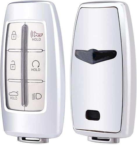 Funda para llavero Hyundai Genesis G80 Gv80 6 8 botones protección completa Smart Car Key Shell Holder (plateado)