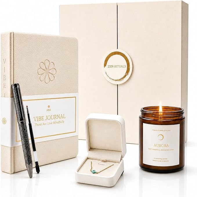 Mindfulness Gift Set for Women | Guided Journal, Pen, Candle & Bracelet Set